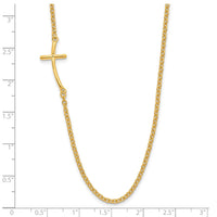 Sterling Silver YG-plated Small Off-Set Sideways Curved Cross Necklace