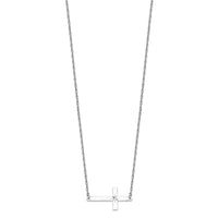 Sterling Silver Rhodium-plated Large D/C Sideways Cross Necklace