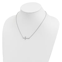 Sterling Silver Rhodium-plated Large D/C Sideways Cross Necklace