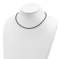 Sterling Silver 16 inch 2mm Black Twisted Rubber Necklace