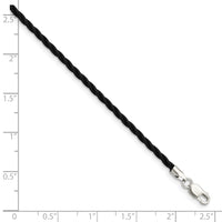 Sterling Silver 16 inch 2mm Black Twisted Rubber Necklace