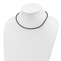 Sterling Silver 16 inch 3mm Black Twisted Rubber Necklace