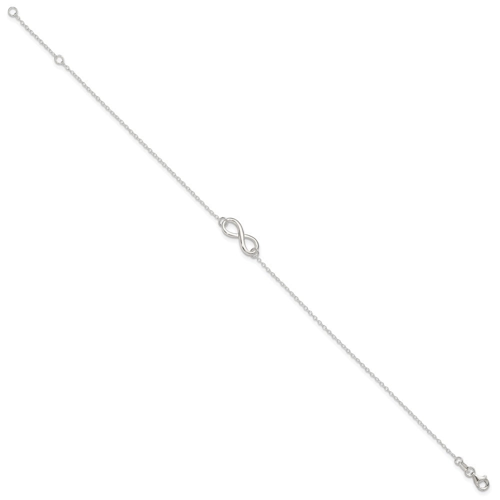 Sterling Silver Polished 10in Plus 1in. Ext. Infinity Symbol Anklet