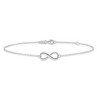 Sterling Silver Polished 9in Plus 1in. Ext. Infinity Symbol Anklet