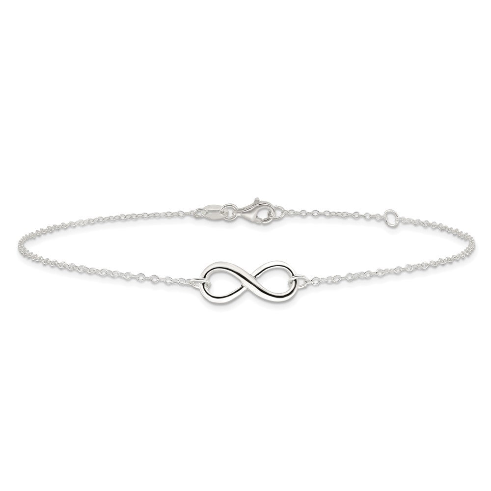 Sterling Silver Polished 10in Plus 1in. Ext. Infinity Symbol Anklet