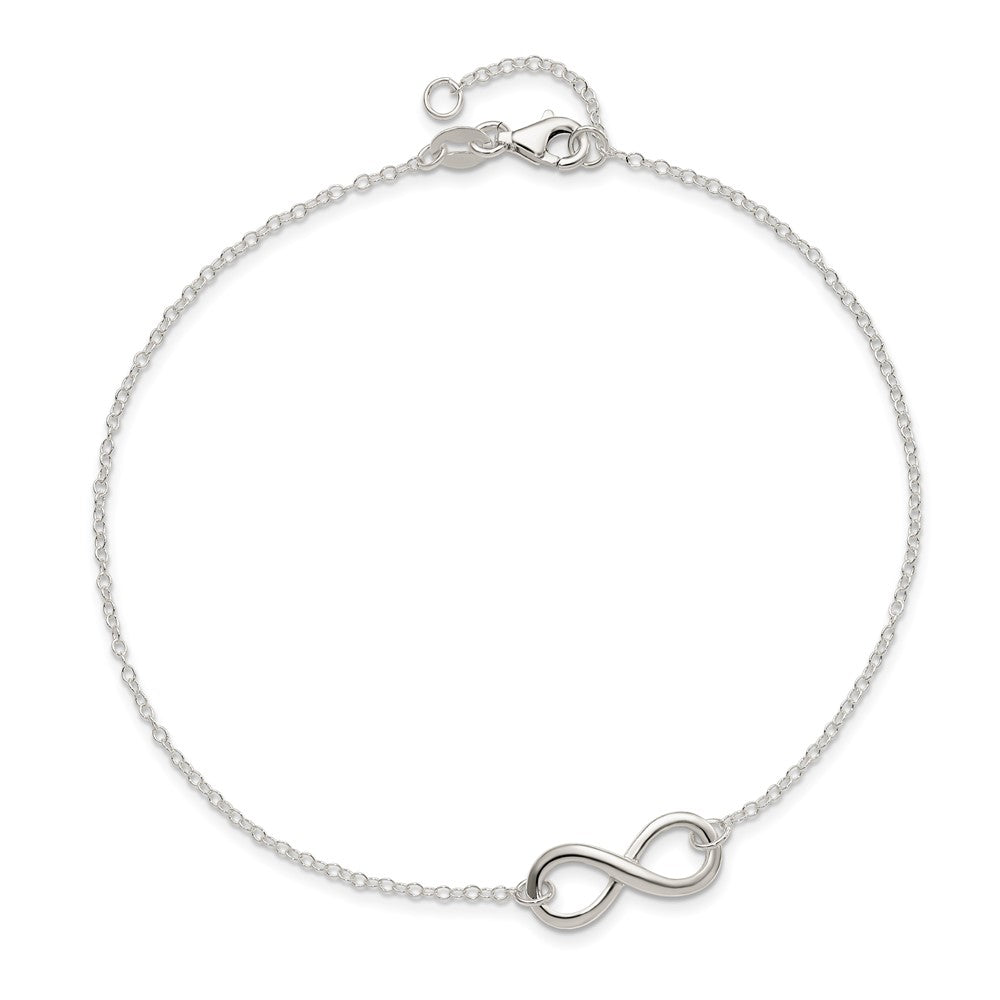 Sterling Silver Polished 10in Plus 1in. Ext. Infinity Symbol Anklet