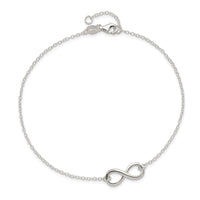 Sterling Silver Polished 10in Plus 1in. Ext. Infinity Symbol Anklet
