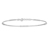 Sterling Silver Rhodium-plated Polished 10in w/.5in ext Anklet