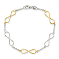 Sterling Silver Polished Flash Gold-plated Infinity Symbol Bracelet