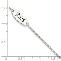 Sterling Silver Polished Enamel FAITH and Cross Bracelet