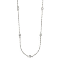 Sterling Silver Polished 5-Station CZ Necklace