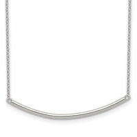 Sterling Silver Rhodium-plated Polished w/1 inch ext. Bar Necklace