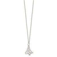 Sterling Silver Polished Christmas Tree Necklace