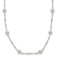 Sterling Silver Polished Beaded 18in Necklace