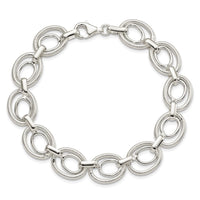 Sterling Silver Polished And Textured Link Bracelet