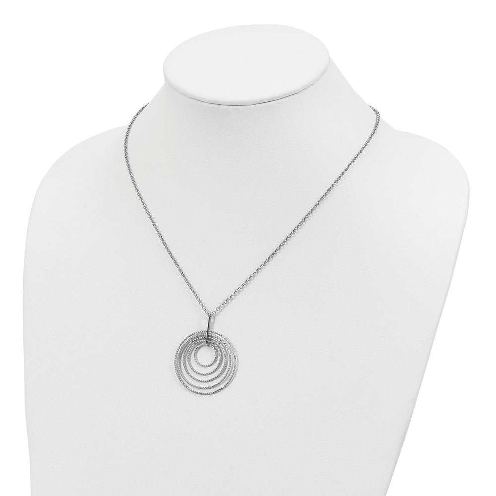 Sterling Silver Rhodium-plated D/C Multi-Circles Necklace