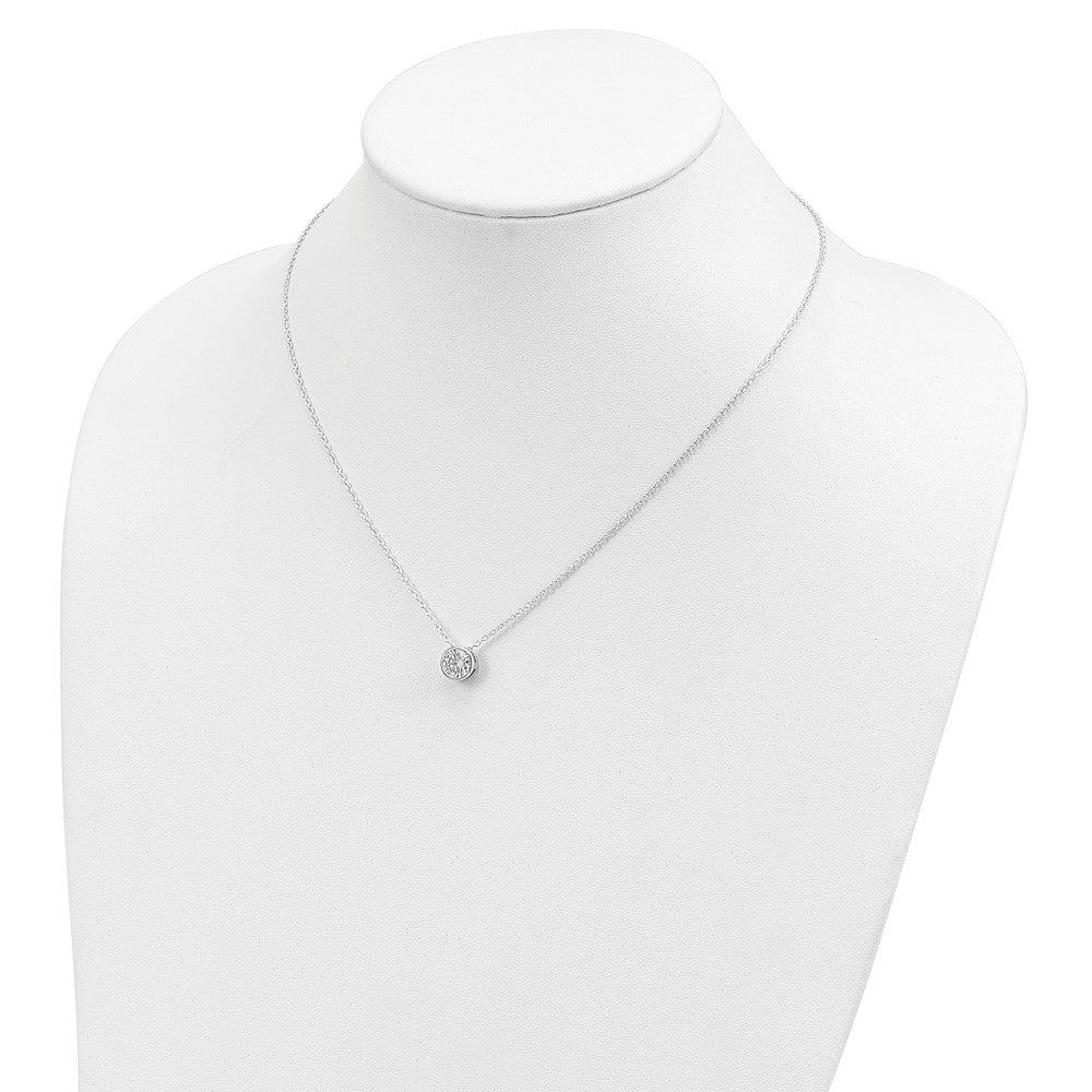 Sterling Silver Rhodium-plated 8mm Bezel CZ Necklace