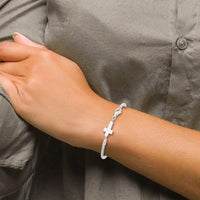 Sterling Silver Sideways Cross Bracelet
