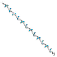 Sterling Silver Rhodium-Plated Whale Tail 7.75in Bracelet