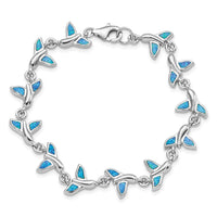 Sterling Silver Rhodium-Plated Whale Tail 7.75in Bracelet
