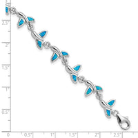 Sterling Silver Rhodium-Plated Whale Tail 7.75in Bracelet