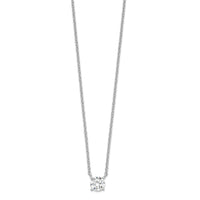 Sterling Silver Rhodium-plated CZ w/1in ext. Necklace