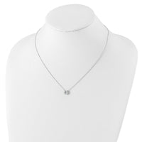 Sterling Silver Polished 9mm Bezel CZ Necklace