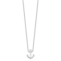 Sterling Silver Rhodium-plated Anchor w/2in ext. Necklace