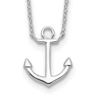 Sterling Silver Rhodium-plated Anchor w/2in ext. Necklace