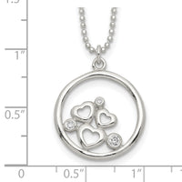 Sterling Silver Polished CZ Heart Necklace