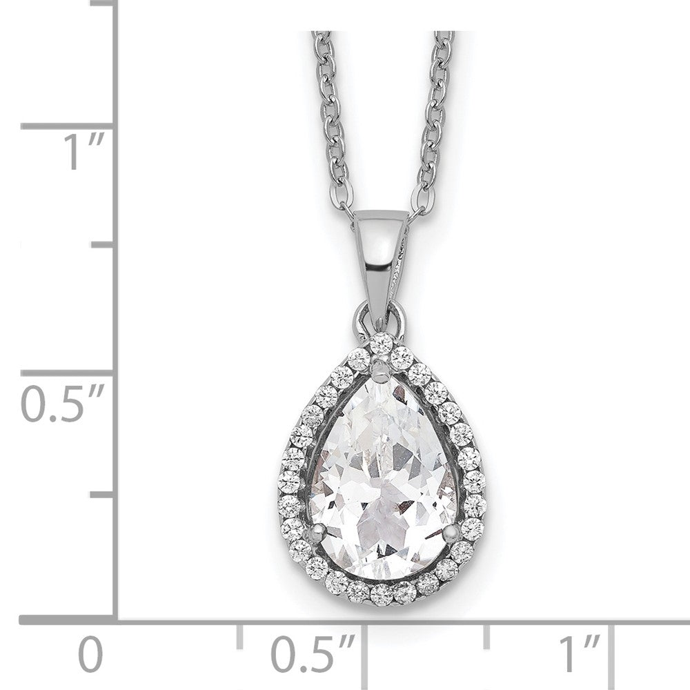 Sterling Silver Rhodium Created White Topaz & CZ Necklace