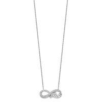 Sterling Silver Rhodium Diam. Infinity Symbol LOVE Necklace