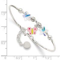 Sterling Silver Enamel Crystal Butterfly Stars w/ 1in ext. Bracelet