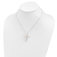 Sterling Silver Rhodium-plated 6-7mm White FWC Pearl Cross Necklace