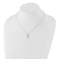 Sterling Silver Rhodium-plated 6-7mm White FWC Pearl CZ Pendant