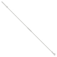 Sterling Silver Polished CZ Bar 9in Plus 1in Ext. Anklet