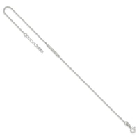 Sterling Silver Polished CZ Bar 9in Plus 1in Ext. Anklet