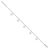 Sterling Silver Starfish Dangles 10 inch Plus 1 inch Ext. Anklet