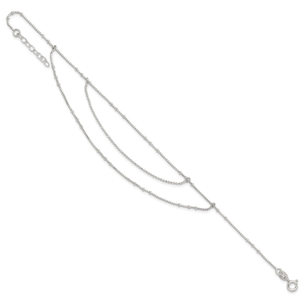 Sterling Silver Polished Multi-Strand 9in Plus 1 in Ext Anklet