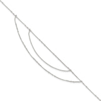 Sterling Silver Polished Multi-Strand 9in Plus 1 in Ext Anklet