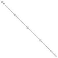 Sterling Silver Polished Butterfly 9in Plus 1in Ext Anklet