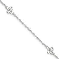 Sterling Silver Polished Butterfly 9in Plus 1in Ext Anklet