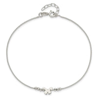 Sterling Silver Polished 9in Plus 1in Ext Butterfly Anklet