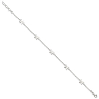 Sterling Silver Polished Butterfly 9in Plus 1in Ext Anklet