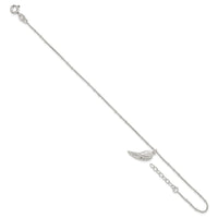 Sterling Silver Polished Wing Dangle 9in Plus 1Ext Anklet