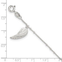 Sterling Silver Polished Wing Dangle 9in Plus 1Ext Anklet
