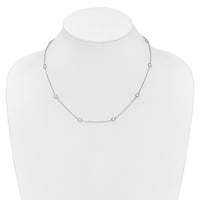 Sterling Silver Rhodium-plated 9-Station CZ Polished Necklace