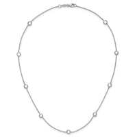 Sterling Silver Rhodium-plated 9-Station CZ Polished Necklace