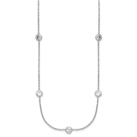 Sterling Silver Rhodium-plated 11-Station CZ Polished Necklace