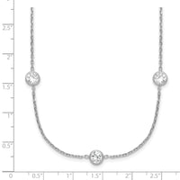 Sterling Silver Rhodium-plated 11-Station CZ Polished Necklace